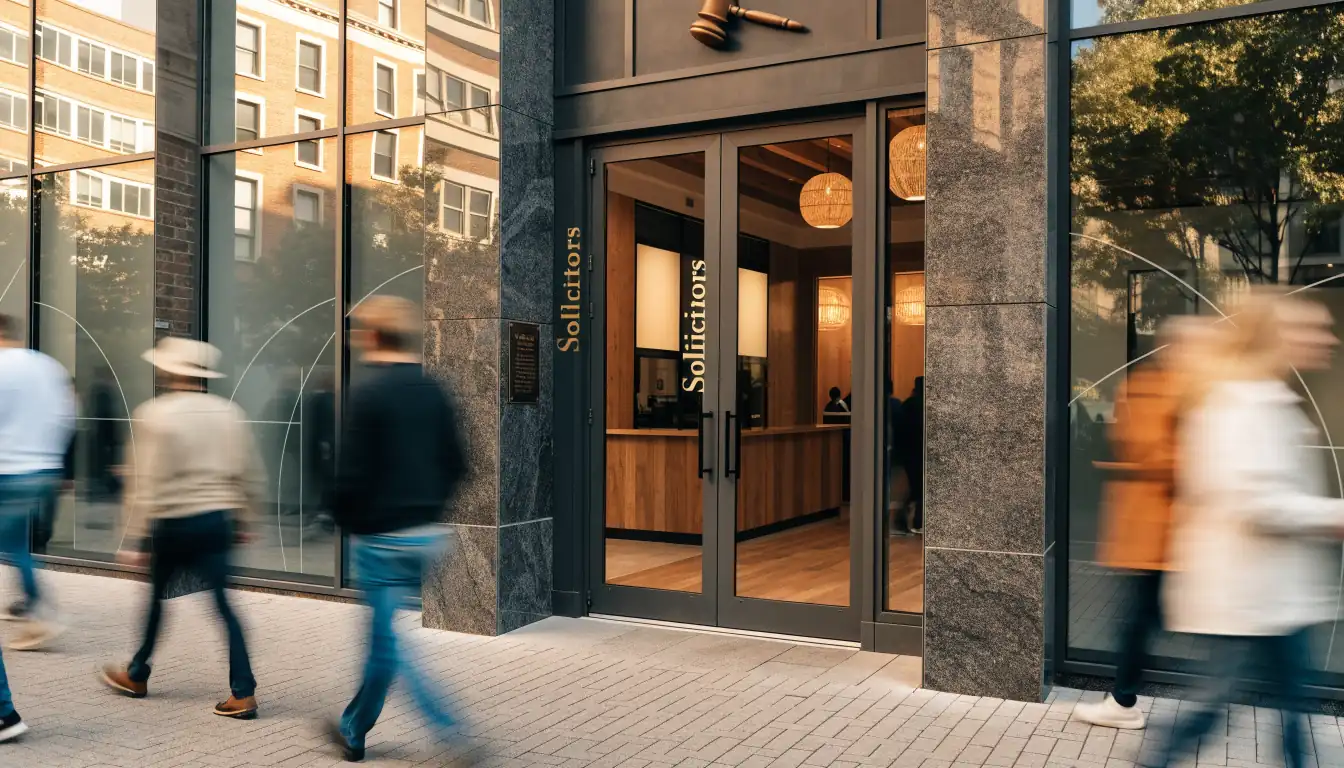 Australian office building with subtle legal symbol details